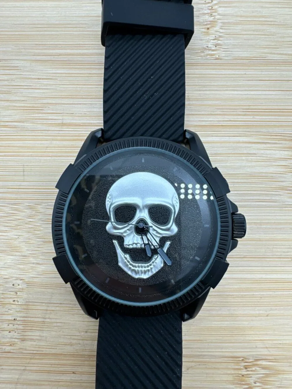 Ed Hardy Skull Men's Quartz Movement Analog Watch, Matte Black
